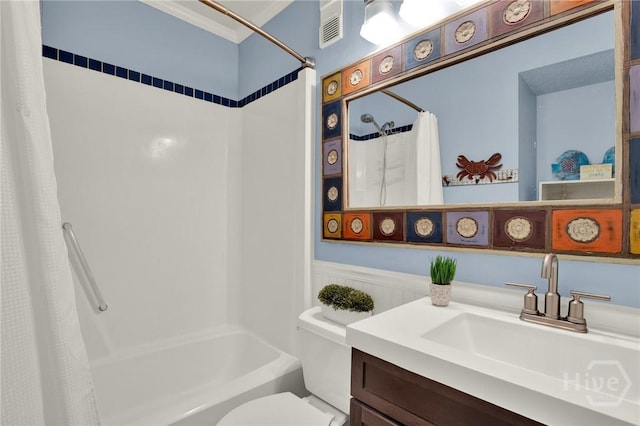 1217 Bay St Unit 105B, Tybee Island, GA 31328 - full bath featuring shower / bath combination with curtain, vanity, and crown molding