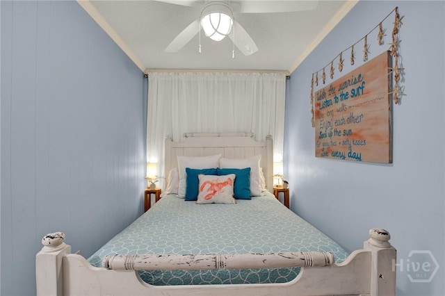 1217 Bay St Unit 105B, Tybee Island, GA 31328 - bedroom featuring ornamental molding and ceiling fan