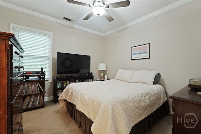 8813 Whitefield Ave, Savannah, GA 31406 - bedroom with carpet, ornamental molding, baseboards, and a ceiling fan
