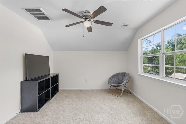 67 Oak Side Ct, Richmond Hill, GA 31324 - unfurnished room with lofted ceiling, carpet floors, baseboards, and ceiling fan
