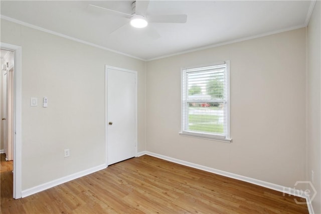 2301 Pinetree Rd, Savannah, GA 31404 - unfurnished bedroom with light wood finished floors, ornamental molding, baseboards, and a ceiling fan