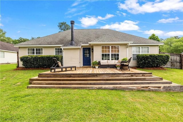267 Jasper Ln, Rincon, GA 31326 - back of house with a deck, an outdoor living space, and roof with shingles