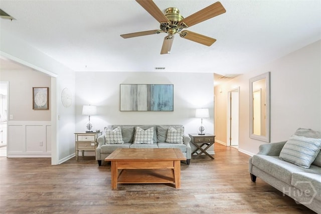15 Ramble Rd, Statesboro, GA 30458 - living room with wood finished floors and a ceiling fan