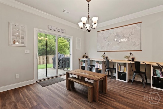 108 Summer Station Dr, Guyton, GA 31312 - dining space featuring wood finished floors, crown molding, a chandelier, and baseboards