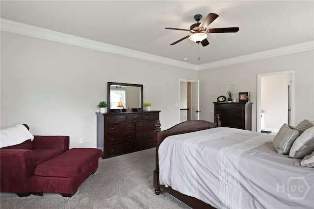 108 Summer Station Dr, Guyton, GA 31312 - bedroom with crown molding, carpet floors, and ceiling fan