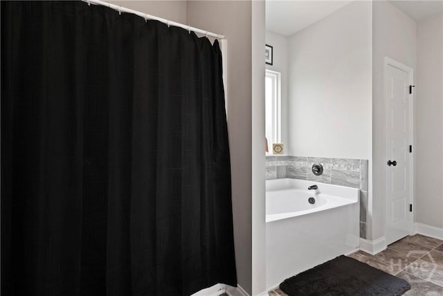108 Summer Station Dr, Guyton, GA 31312 - full bath with a bath, baseboards, and a shower with shower curtain