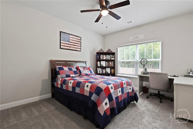 108 Summer Station Dr, Guyton, GA 31312 - carpeted bedroom with baseboards, an office area, and a ceiling fan