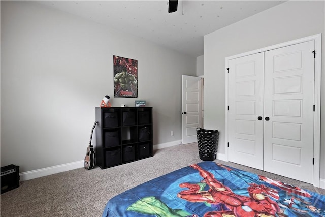 108 Summer Station Dr, Guyton, GA 31312 - carpeted bedroom with a closet, baseboards, and ceiling fan