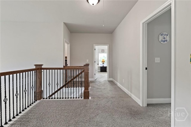 108 Summer Station Dr, Guyton, GA 31312 - hall featuring carpet floors, an upstairs landing, and baseboards