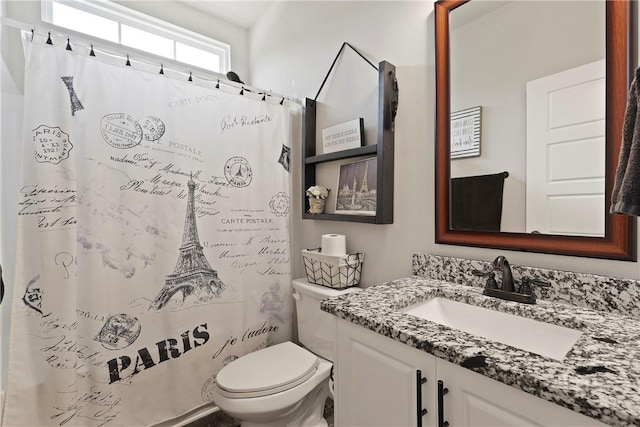 108 Summer Station Dr, Guyton, GA 31312 - bathroom with vanity, toilet, and a shower with curtain