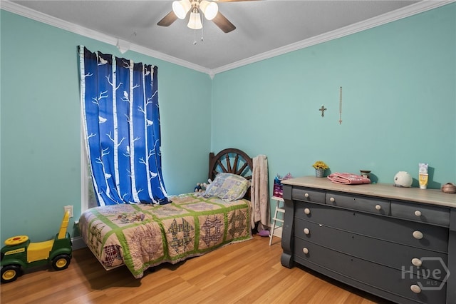 114 Piercefield Dr, Richmond Hill, GA 31324 - bedroom featuring wood finished floors, ornamental molding, and ceiling fan