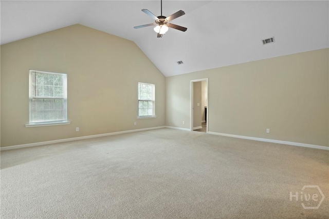 93 Veranda Trl, Midway, GA 31320 - unfurnished room featuring ceiling fan, lofted ceiling, light colored carpet, and baseboards