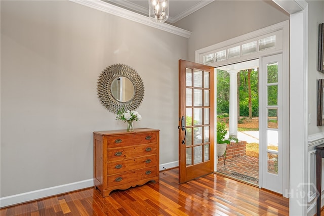 14 Black Hawk Trl, Savannah, GA 31411 - entryway with ornamental molding, baseboards, hardwood / wood-style floors, and french doors