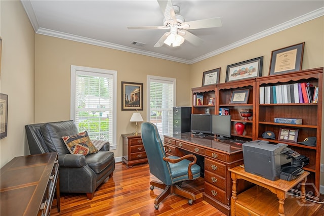 14 Black Hawk Trl, Savannah, GA 31411 - office with wood finished floors, ceiling fan, and crown molding