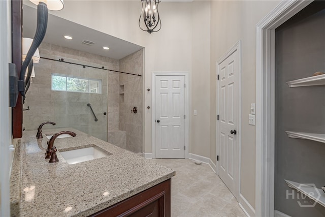14 Black Hawk Trl, Savannah, GA 31411 - full bathroom with vanity, tiled shower, baseboards, and tile patterned flooring