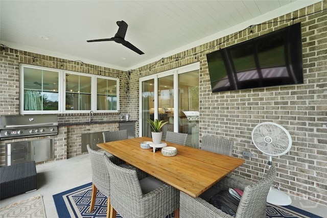15 Reed Grass Ln, Savannah, GA 31405 - view of patio featuring ceiling fan, area for grilling, and a sink
