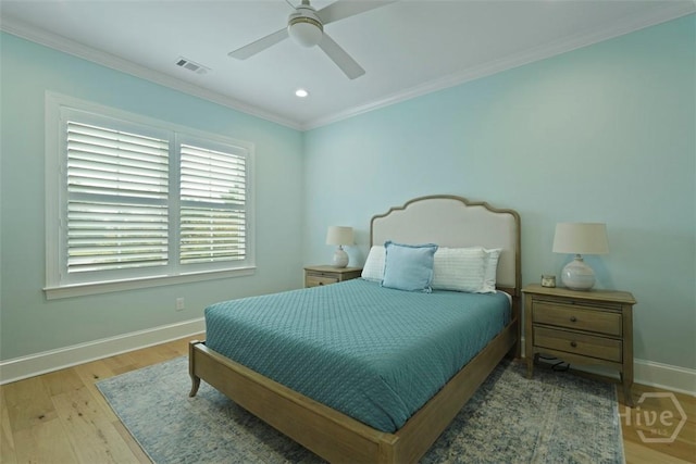 15 Reed Grass Ln, Savannah, GA 31405 - bedroom featuring baseboards, crown molding, wood finished floors, ceiling fan, and recessed lighting