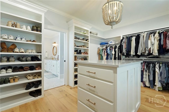 15 Reed Grass Ln, Savannah, GA 31405 - walk in closet featuring a chandelier and light wood-type flooring