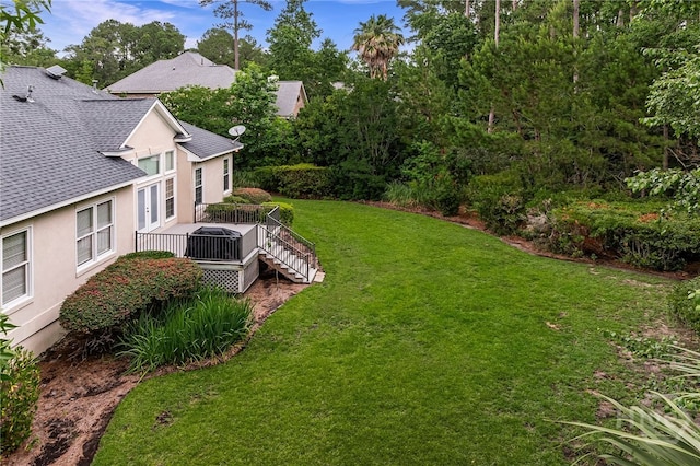 35 Wild Thistle Ln, Savannah, GA 31406 - view of grassy yard featuring a wooden deck