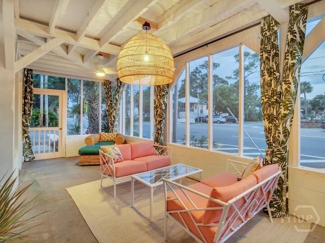 16 12th St, Tybee Island, GA 31328 - sunroom / solarium featuring concrete flooring and beam ceiling
