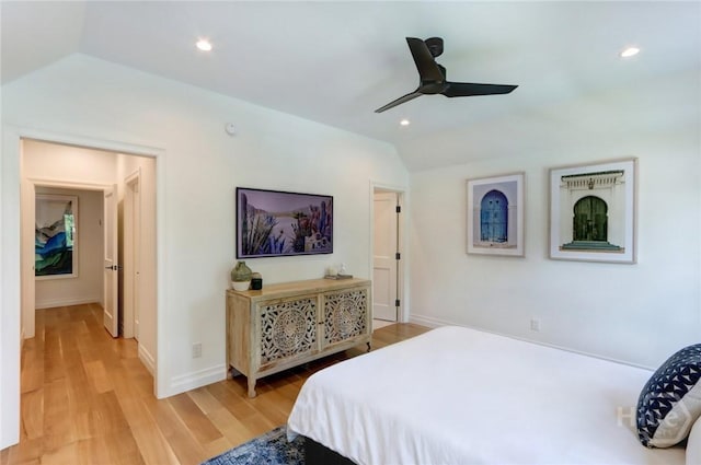 217 John Wesley Way, Savannah, GA 31404 - bedroom with light wood finished floors, lofted ceiling, recessed lighting, baseboards, and ceiling fan