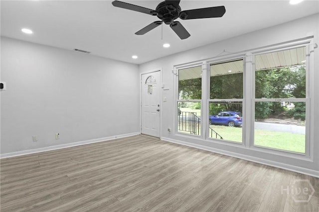 2030 E 42nd St, Savannah, GA 31404 - unfurnished room featuring baseboards, wood finished floors, recessed lighting, and a ceiling fan