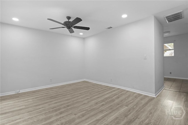 2030 E 42nd St, Savannah, GA 31404 - spare room featuring light wood-style flooring, a ceiling fan, recessed lighting, and baseboards