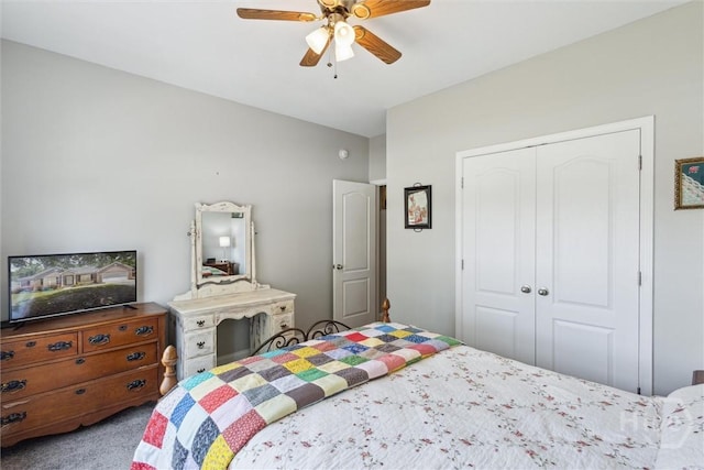 133 Cobbleton Dr, Rincon, GA 31326 - bedroom with a closet, a ceiling fan, and carpet