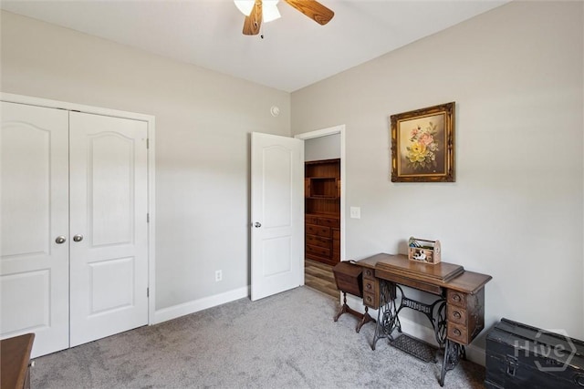 133 Cobbleton Dr, Rincon, GA 31326 - home office with ceiling fan, carpet, and baseboards