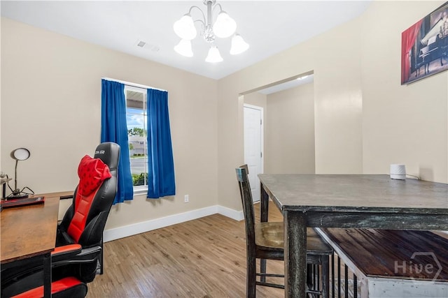 135 Verde Bnd, Savannah, GA 31419 - office space with a chandelier, wood finished floors, and baseboards