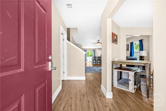 135 Verde Bnd, Savannah, GA 31419 - entryway with baseboards, ceiling fan, and wood finished floors