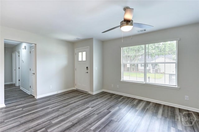 106 Oyster Catcher Ln, Savannah, GA 31410 - entrance foyer with plenty of natural light, wood finished floors, a ceiling fan, and baseboards