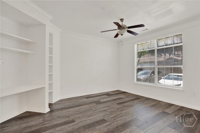 3311 Whitemarsh Way Unit 3311, Savannah, GA 31410 - unfurnished room featuring dark wood-type flooring, ceiling fan, crown molding, and baseboards