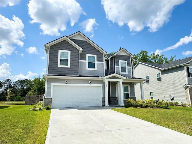 128 Melody Dr, Pooler, GA 31322 - craftsman-style home with a garage, concrete driveway, and covered porch