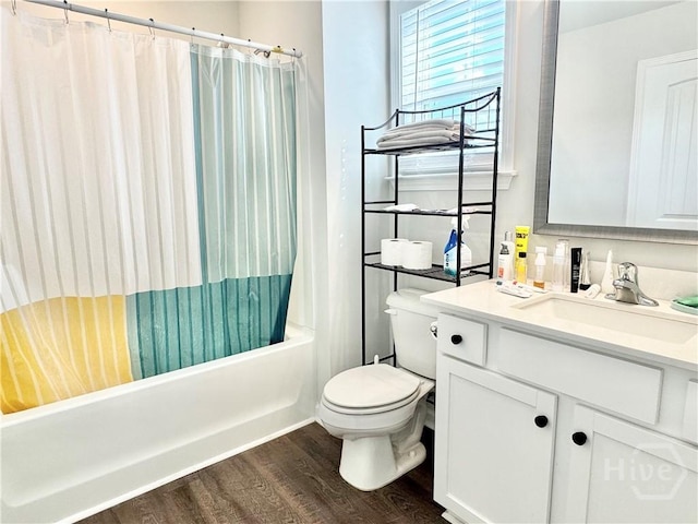 128 Melody Dr, Pooler, GA 31322 - full bathroom featuring wood finished floors, vanity, toilet, and shower / tub combo