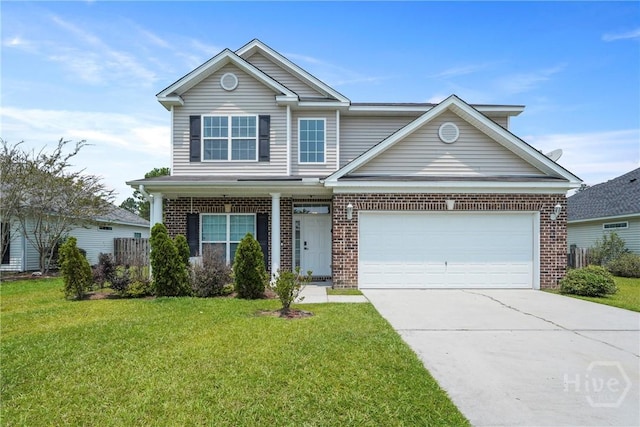 130 Willow Point Cir, Savannah, GA 31407 - traditional-style home with brick siding, a front lawn, concrete driveway, and an attached garage