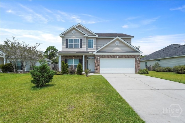 130 Willow Point Cir, Savannah, GA 31407 - traditional-style home with brick siding, driveway, a front lawn, and an attached garage