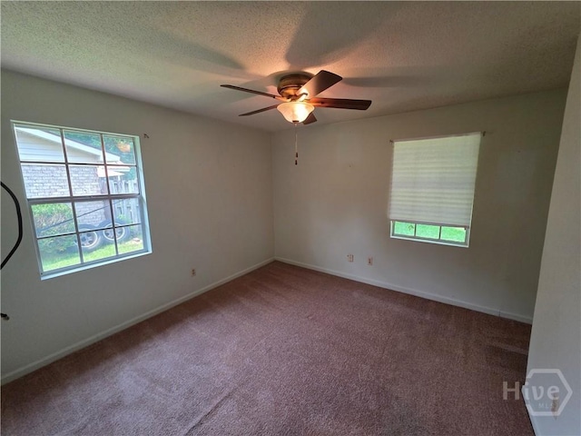 202 Leeds Gate Rd, Savannah, GA 31406 - empty room featuring carpet floors, ceiling fan, baseboards, and a textured ceiling