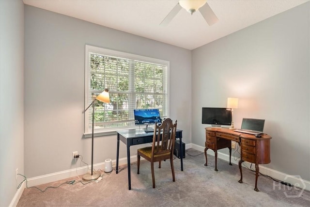 190 Sandpiper Dr, Midway, GA 31320 - office space with carpet floors, a ceiling fan, and baseboards