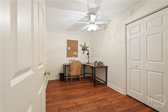 118 Woodline Dr, Savannah, GA 31410 - office space with dark wood-style floors, a ceiling fan, and baseboards