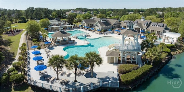 797 Blue Moon Xing, Pooler, GA 31322 - aerial view of a pool area and a tree filled landscape