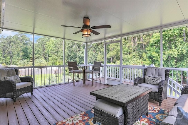207 Pink Dogwood Ln, Pooler, GA 31322 - sunroom with ceiling fan and an outdoor living space