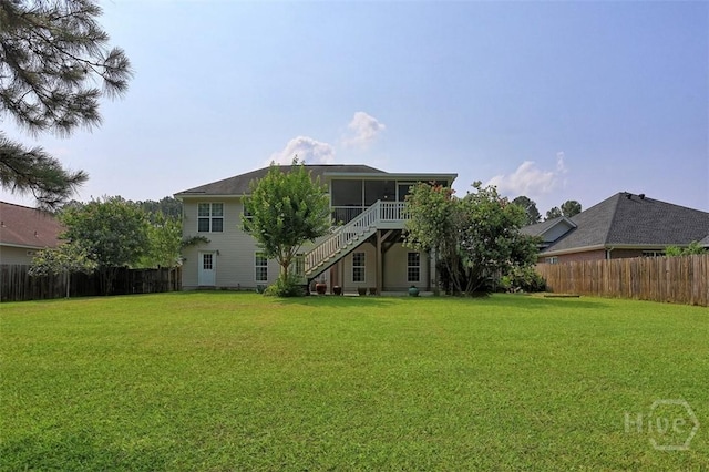 207 Pink Dogwood Ln, Pooler, GA 31322 - rear view of house with stairway and a sunroom