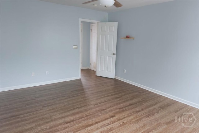 2 Timber Crest Ct, Savannah, GA 31407 - spare room with a ceiling fan, wood finished floors, and baseboards