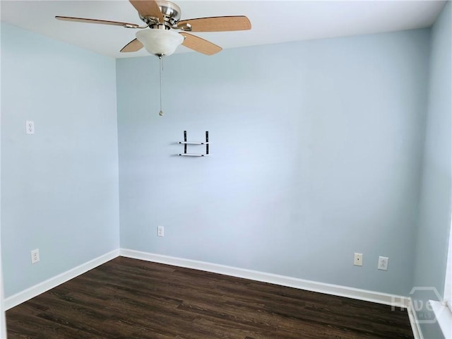 2 Timber Crest Ct, Savannah, GA 31407 - spare room featuring dark wood-style flooring, baseboards, and ceiling fan