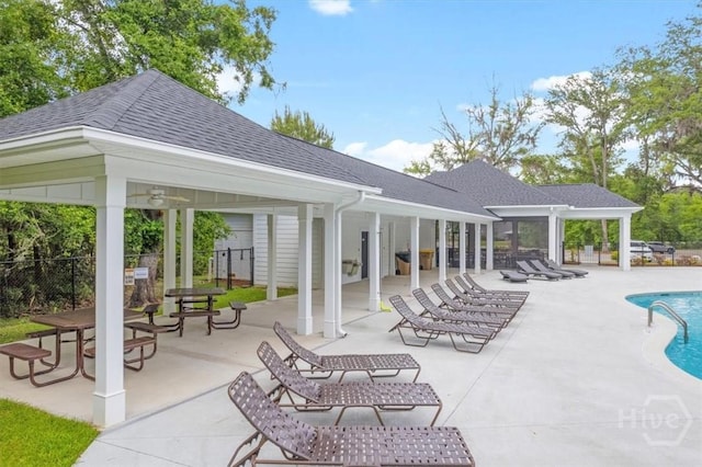 303 Waybridge Way, Richmond Hill, GA 31324 - community pool featuring a gazebo, a patio, and ceiling fan