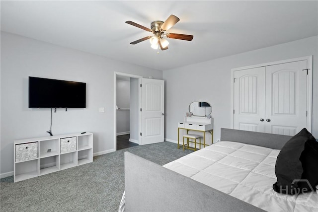 244 Murray Crossing Blvd NE, Ludowici, GA 31316 - bedroom featuring a closet, carpet, baseboards, and a ceiling fan