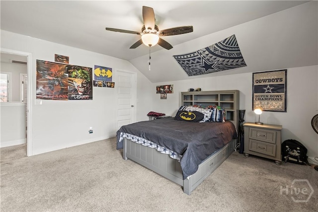 40 Saddlebrush Rd, Ellabell, GA 31308 - bedroom featuring carpet floors, vaulted ceiling, and ceiling fan