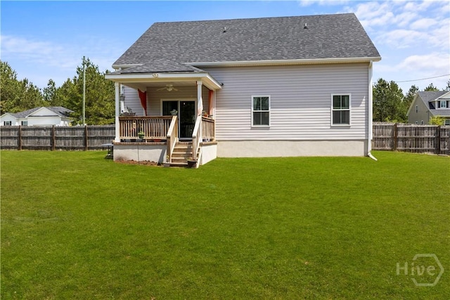 40 Saddlebrush Rd, Ellabell, GA 31308 - rear view of house with a ceiling fan and a shingled roof