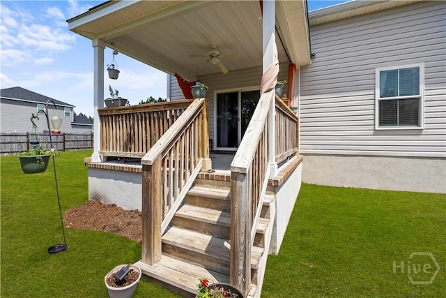 40 Saddlebrush Rd, Ellabell, GA 31308 - wooden deck featuring a ceiling fan